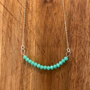 Sterling silver necklace 18” with turquoise faced beads